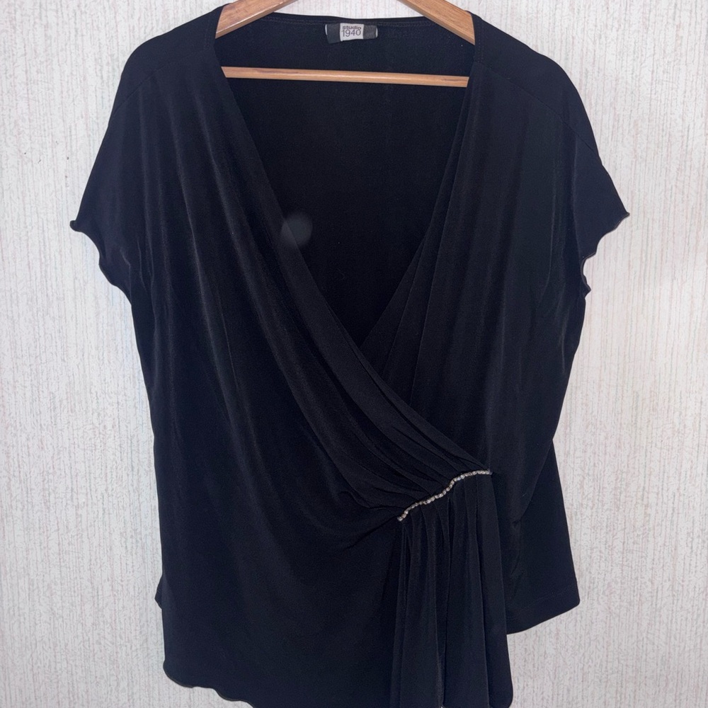 3/$15 Studio 1940 Black Draped Blouse